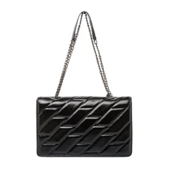 Borsa a Spalla nera da Donna con Trama a Rombi Lora Ferres