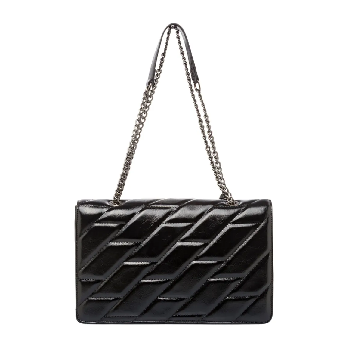 Borsa a Spalla nera da Donna con Trama a Rombi Lora Ferres