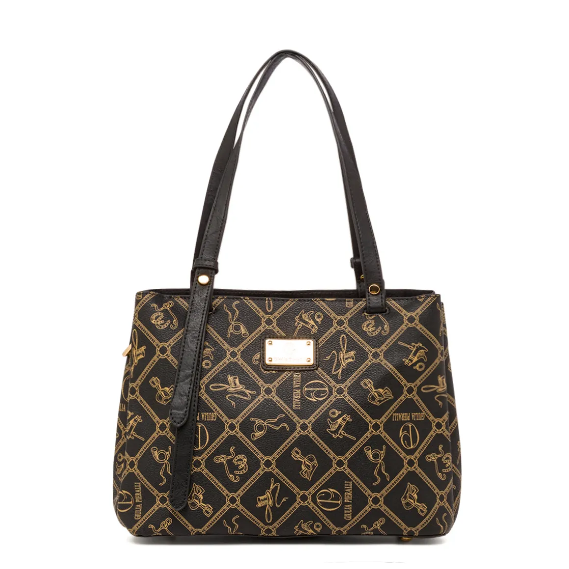 Borsa a spalla nera da Donna con stampa All Over Giulia Pieralli