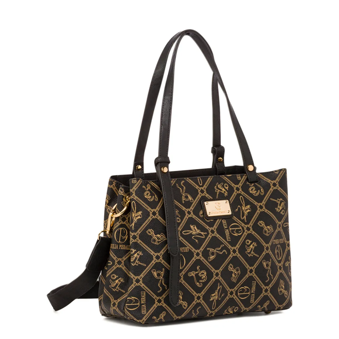 Borsa a spalla nera da Donna con stampa All Over Giulia Pieralli