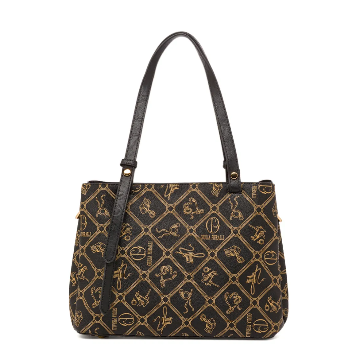 Borsa a spalla nera da Donna con stampa All Over Giulia Pieralli