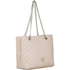 Borsa a spalla rosa chiaro da Donna trapuntata con motivo a rombi Lora Ferres
