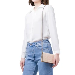 Borsa a tracolla beige da Donna in tessuto intrecciato effetto rafia Lora Ferres