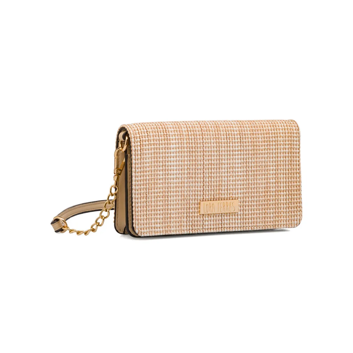 Borsa a tracolla beige da Donna in tessuto intrecciato effetto rafia Lora Ferres