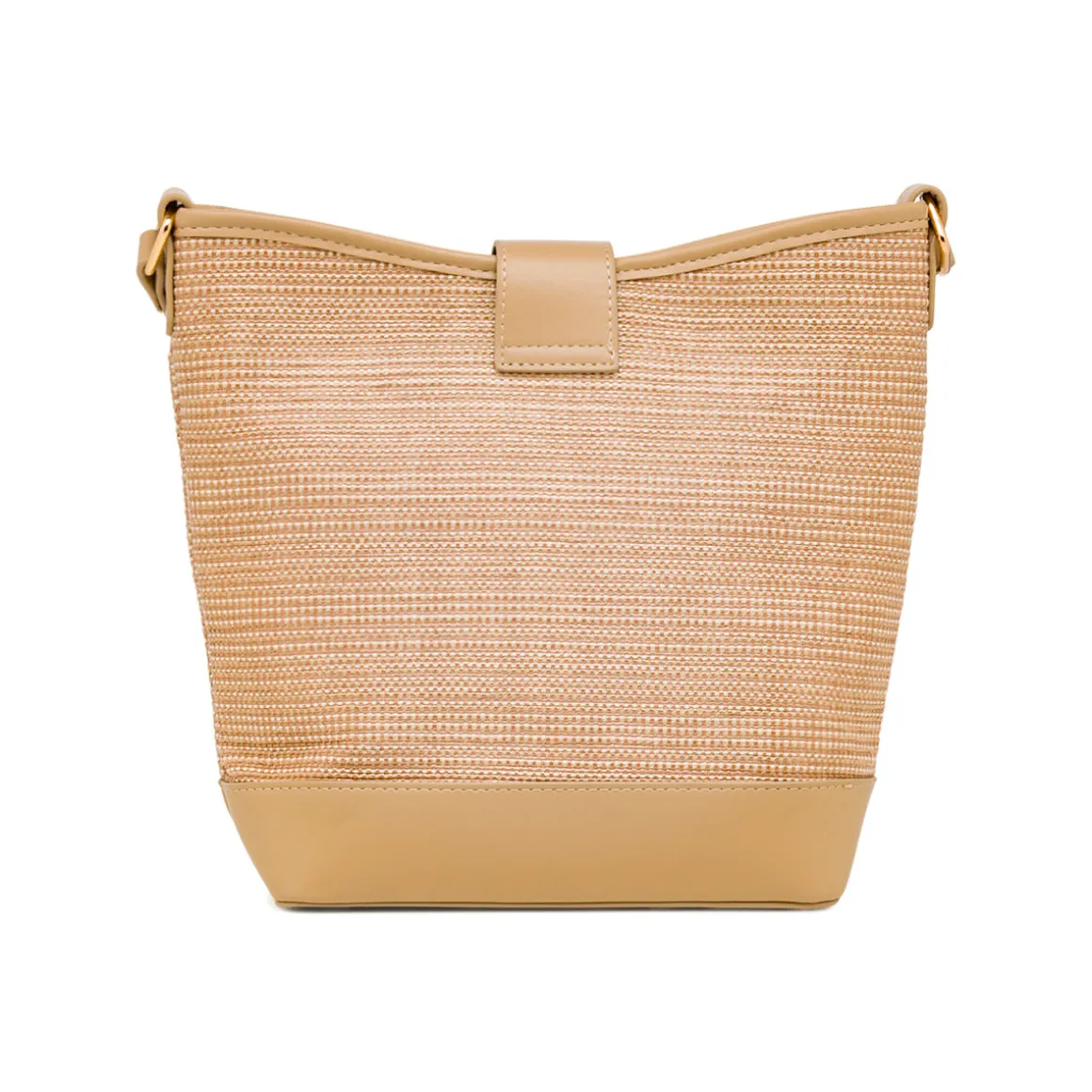 Borsa a tracolla beige da Donna effetto rafia con logo Lora Ferres