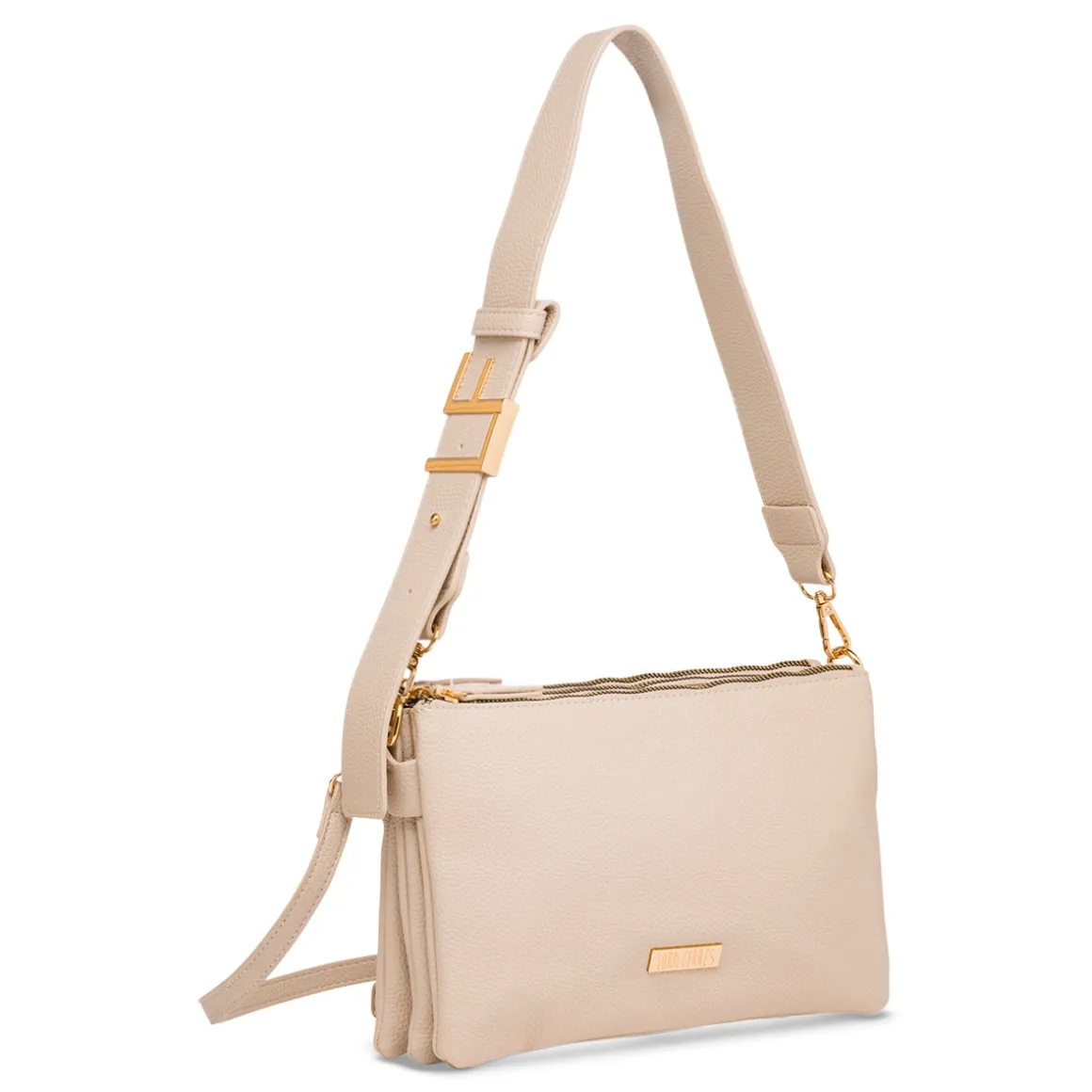 Borsa a tracolla beige da Donna con logo in metallo Lora Ferres