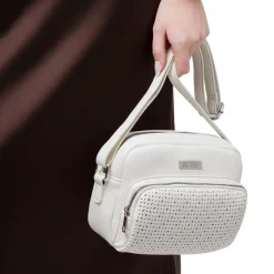 Borsa a tracolla bianca da Donna con dettagli traforati Lora Ferres