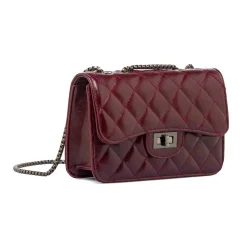 Borsa a tracolla Bordeaux da Donna con trapuntatura a rombi Lora Ferres