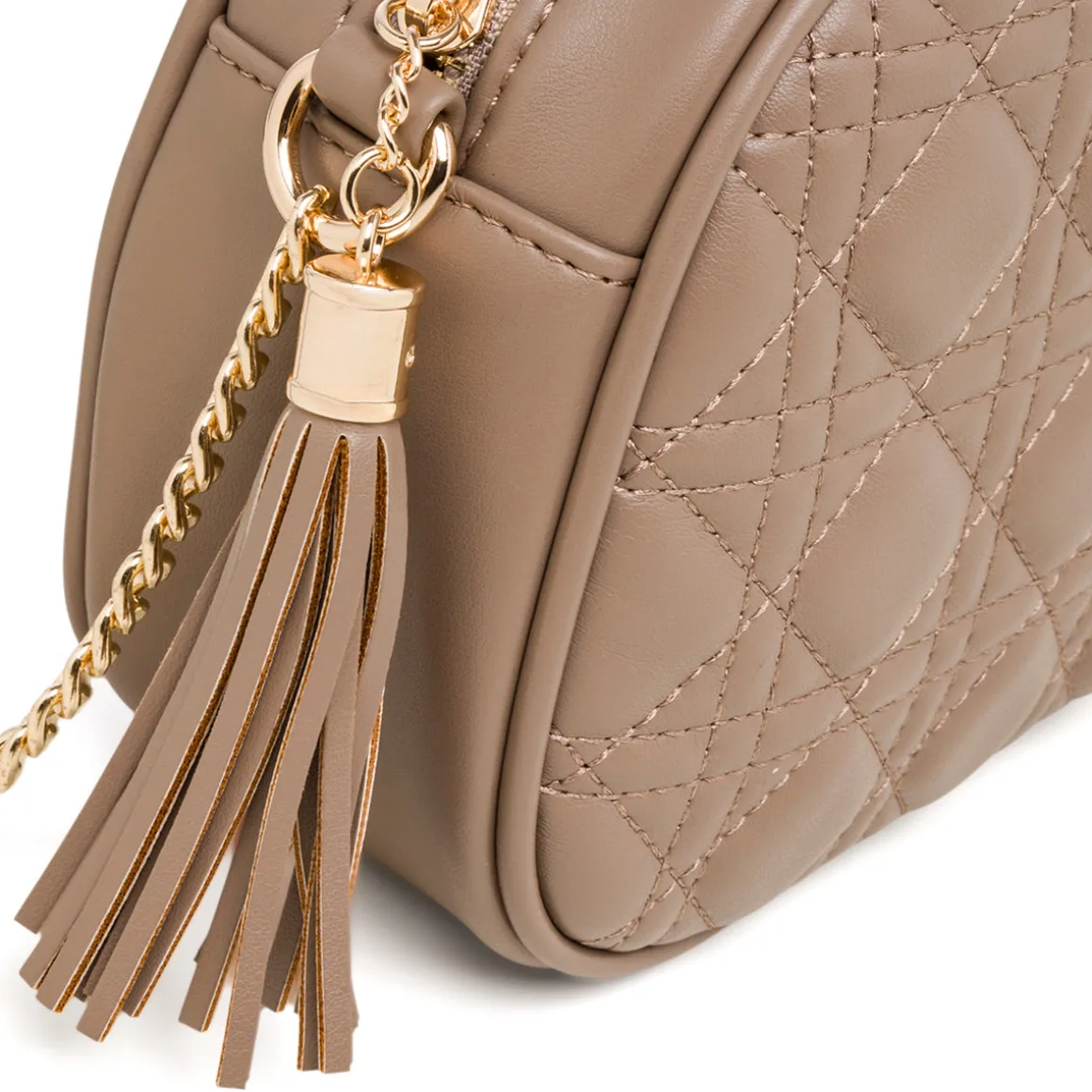 Borsa a tracolla color taupe effetto trapuntato Lora Ferres