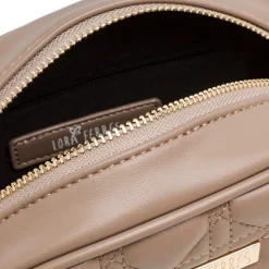 Borsa a tracolla color taupe effetto trapuntato Lora Ferres