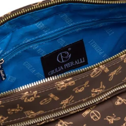 Borsa a tracolla da donna marrone Giulia Pieralli con stampa logata