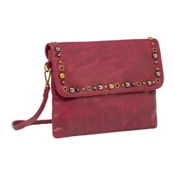 Borsa a tracolla da donna Bordeaux con borchie metalliche Swish Jeans