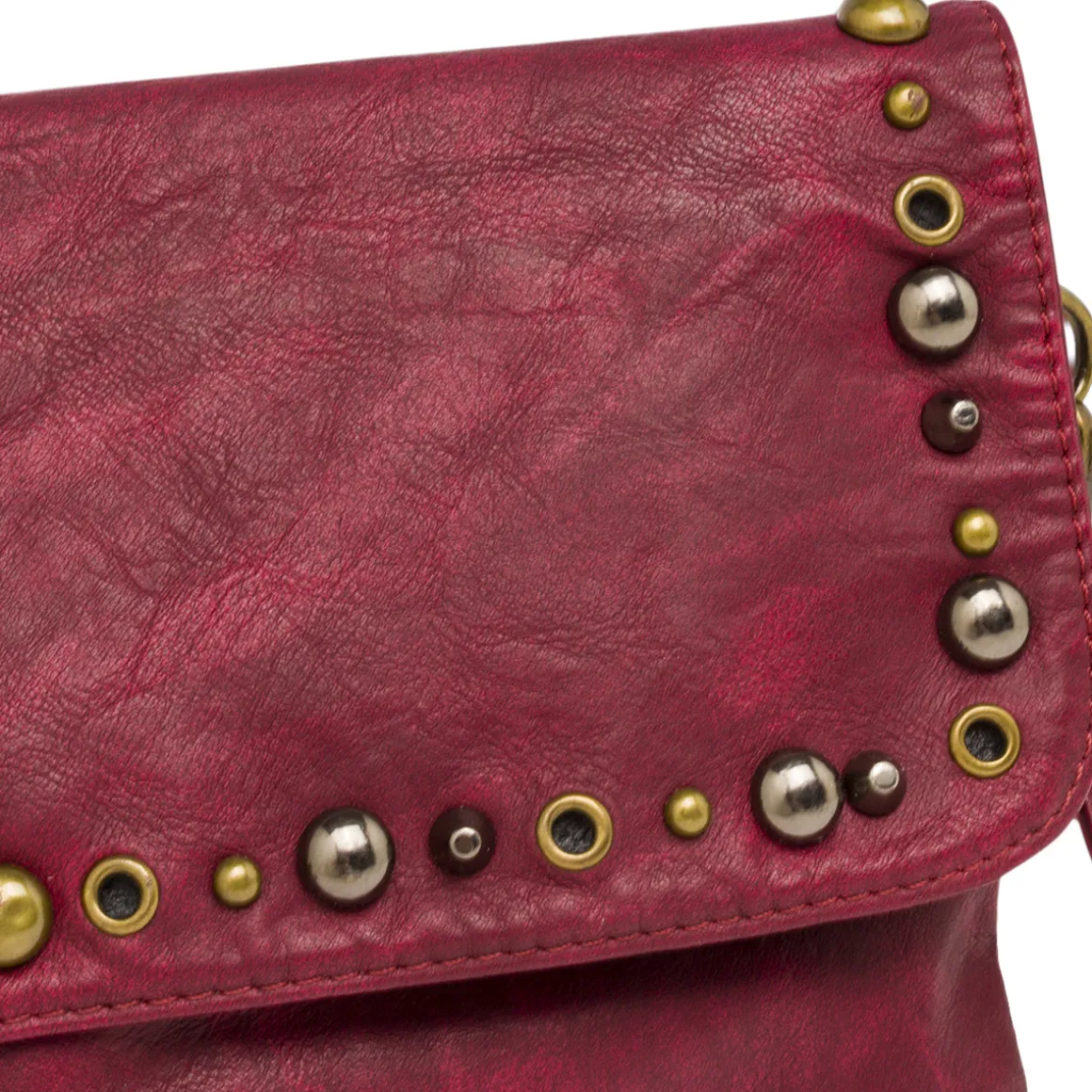 Borsa a tracolla da donna Bordeaux con borchie metalliche Swish Jeans
