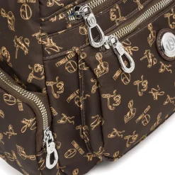 Borsa a tracolla da donna marrone Giulia Pieralli con stampa e tasche