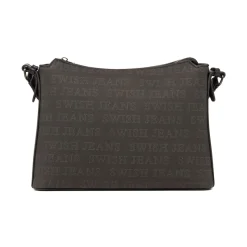 Borsa a Tracolla da Donna Nera con Stampa Logo All Over Swish Jeans
