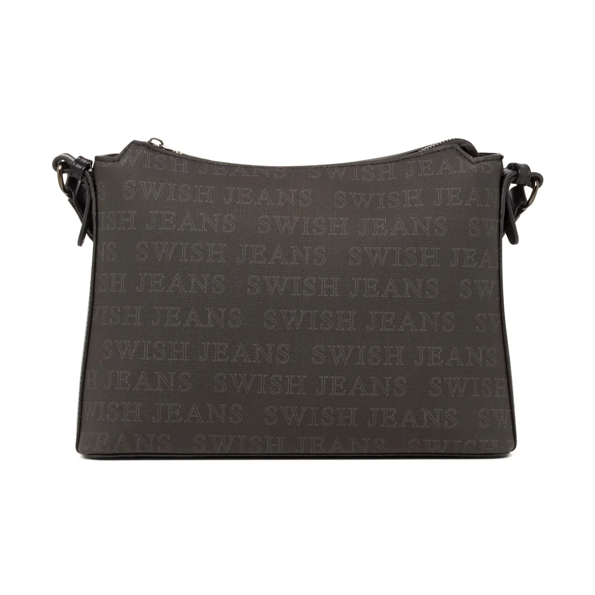Borsa a Tracolla da Donna Nera con Stampa Logo All Over Swish Jeans
