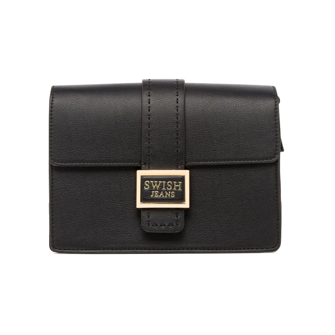 Borsa a Tracolla da Donna Nera con Chiusura Logo Swish Jeans