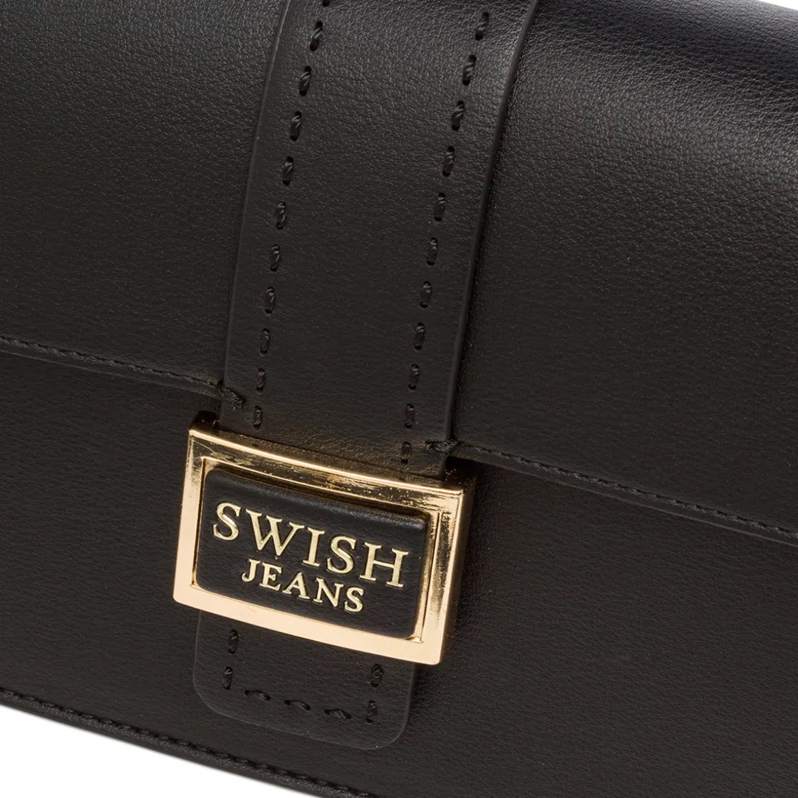 Borsa a Tracolla da Donna Nera con Chiusura Logo Swish Jeans