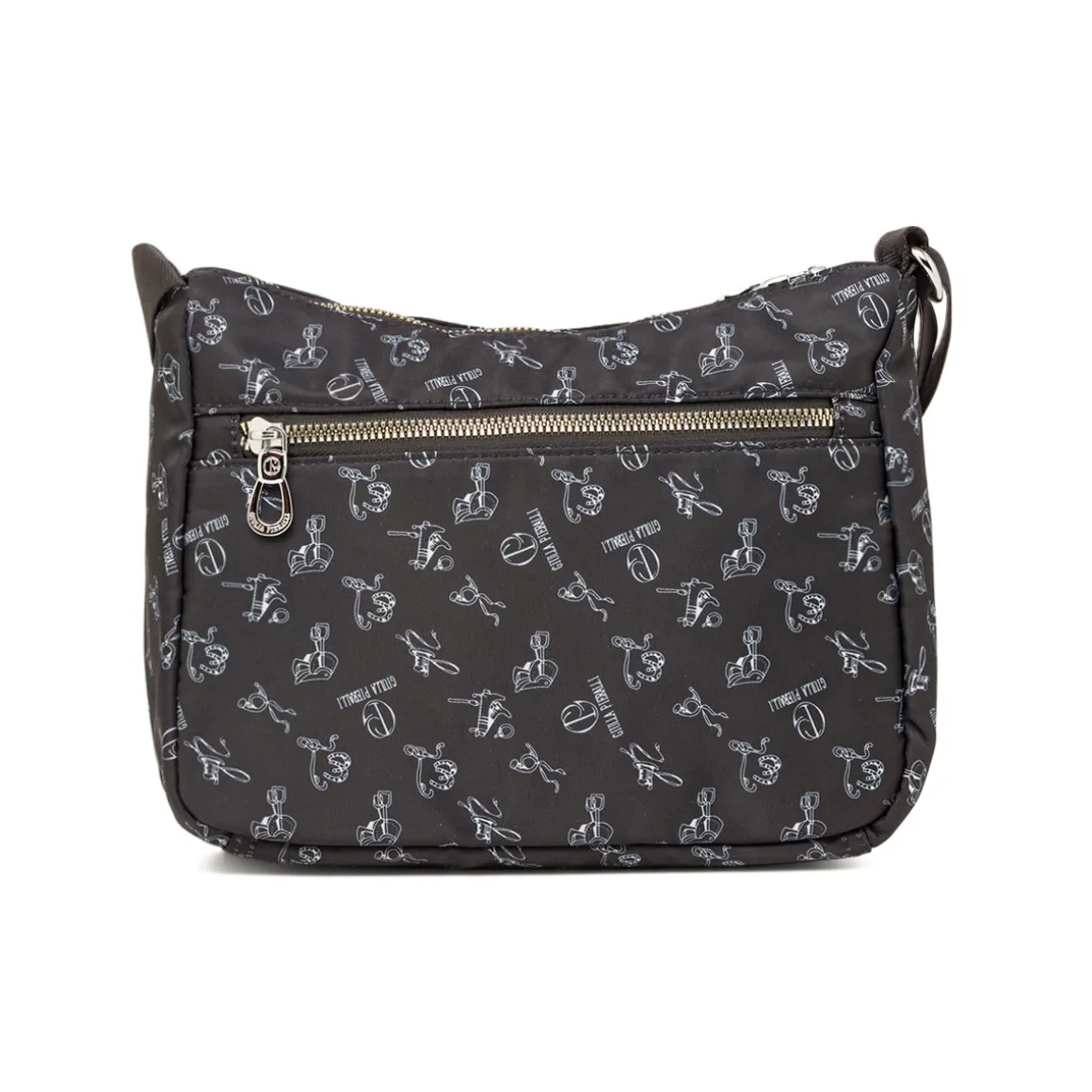 Borsa a tracolla da donna nera con stampa all-over Giulia Pieralli