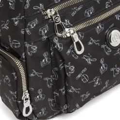 Borsa a tracolla da donna nera Giulia Pieralli in tessuto