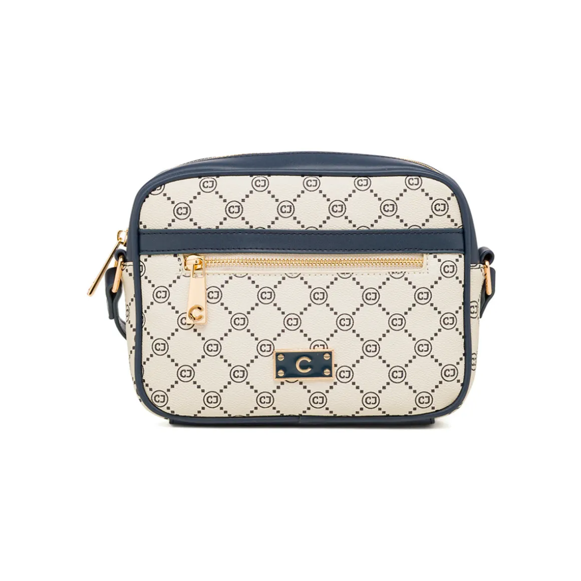 Borsa a tracolla da Donna bianco off-white e blu con logo Carrera Jeans