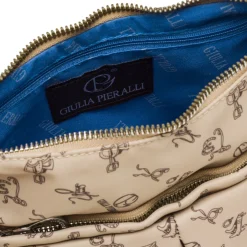 Borsa a tracolla Giulia Pieralli da donna taupe con stampa all-over
