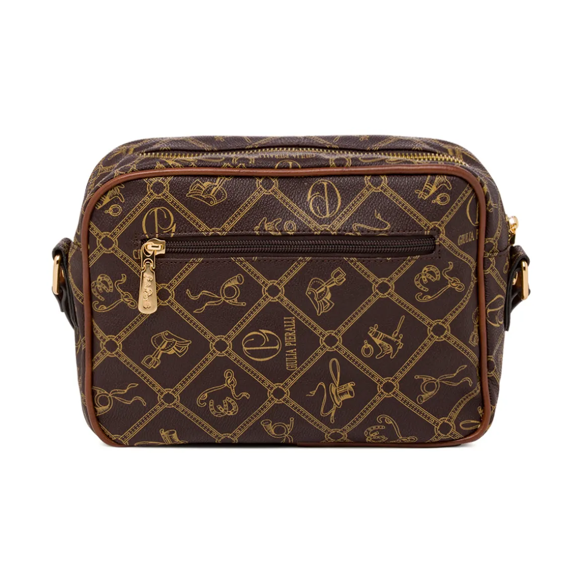 Borsa a tracolla marrone da Donna con stampa logo All Over Giulia Pieralli