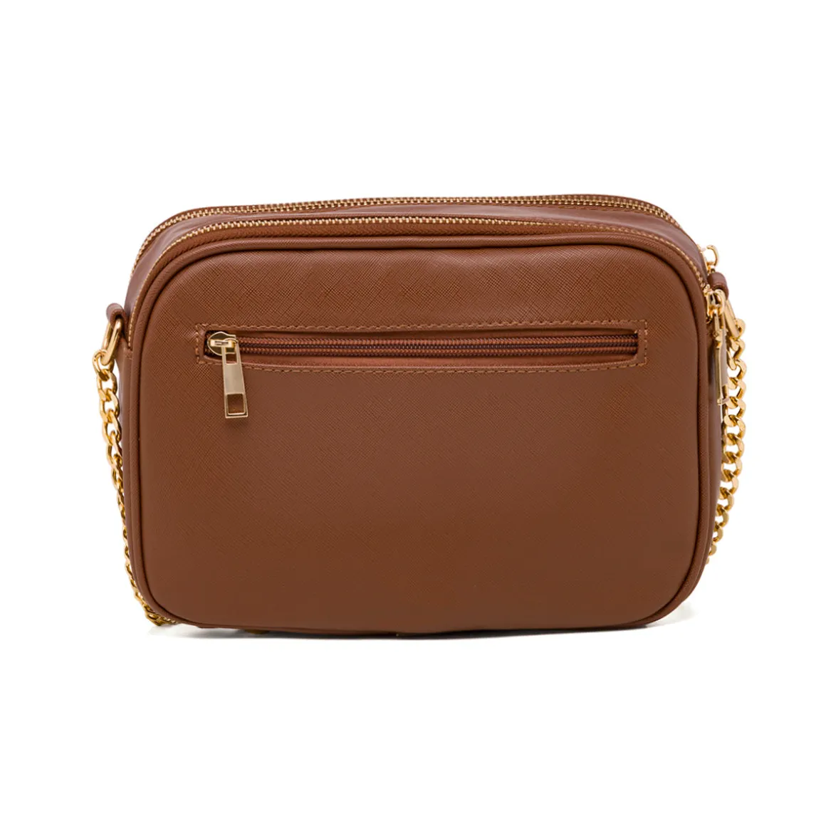 Borsa a tracolla marrone con logo in metallo Lora Ferres