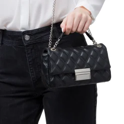 Borsa a tracolla nera da Donna con trapuntatura a rombi Lora Ferres