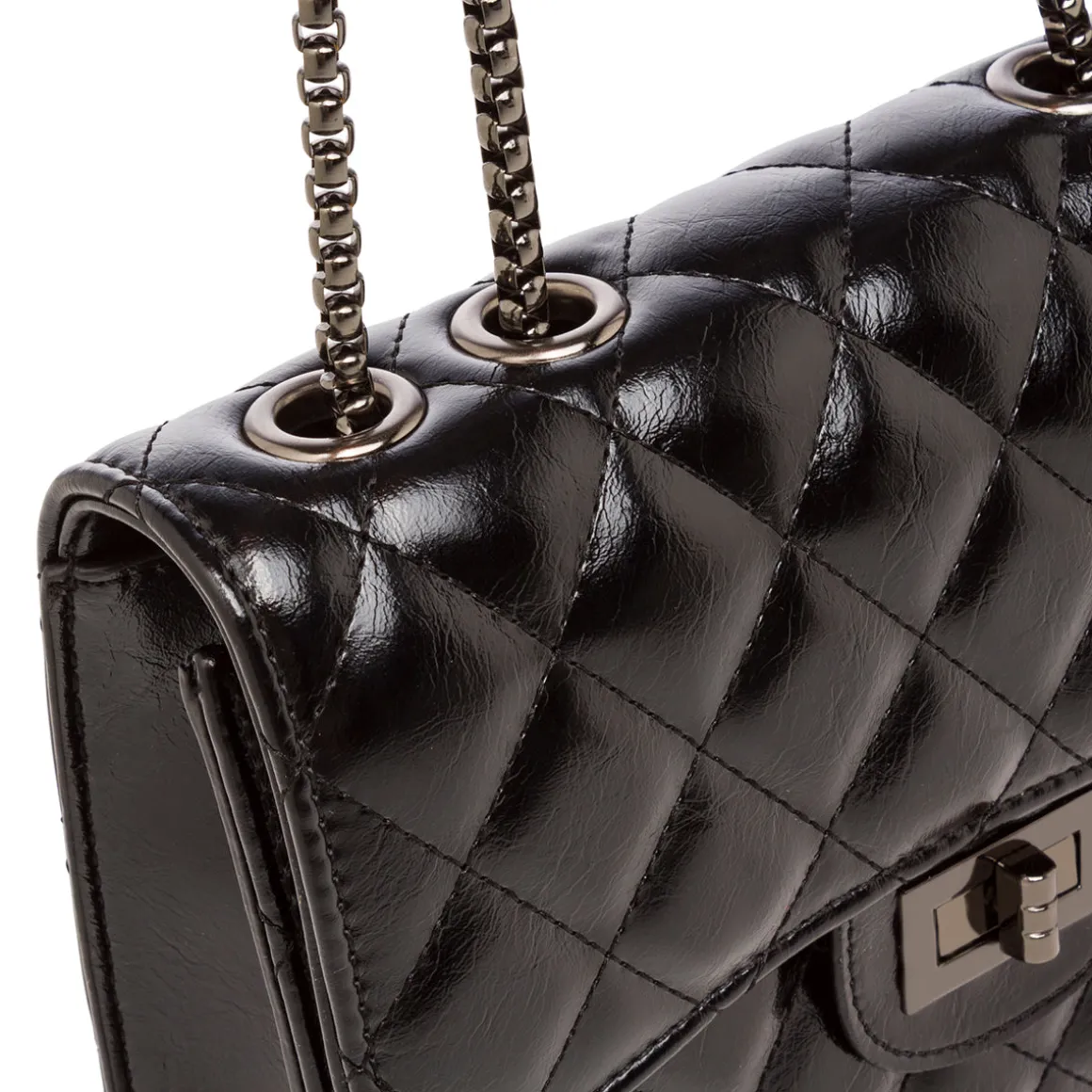 Borsa a tracolla nera da Donna effetto trapuntato vernice Lora Ferres