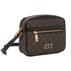 Borsa a tracolla nera da Donna con tasca frontale e logo Carrera