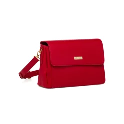 Borsa a tracolla rossa da Donna con logo in metallo Lora Ferres