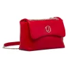 Borsa a tracolla rossa da Donna con catena e dettaglio logo Lora Ferres