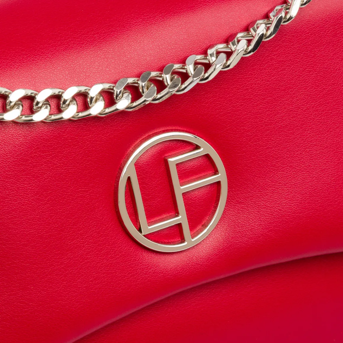 Borsa a tracolla rossa da Donna con catena e dettaglio logo Lora Ferres