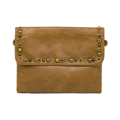 Borsa a tracolla Swish Jeans marrone da donna con borchie