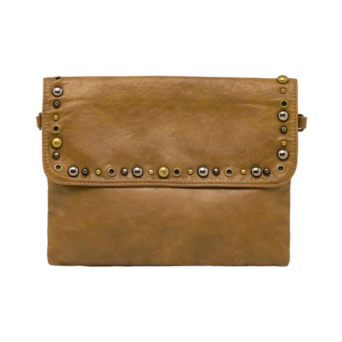 Borsa a tracolla Swish Jeans marrone da donna con borchie