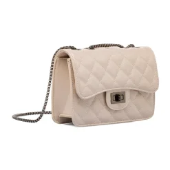 Borsa a tracolla taupe da Donna con trapuntatura a rombi Lora Ferres