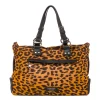 Borsa con Stampa Animalier Leopardata e Doppio Manico Swish Jeans