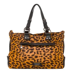 Borsa con Stampa Animalier Leopardata e Doppio Manico Swish Jeans