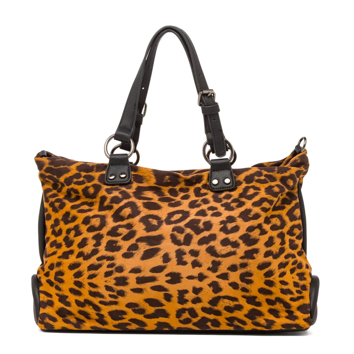 Borsa con Stampa Animalier Leopardata e Doppio Manico Swish Jeans