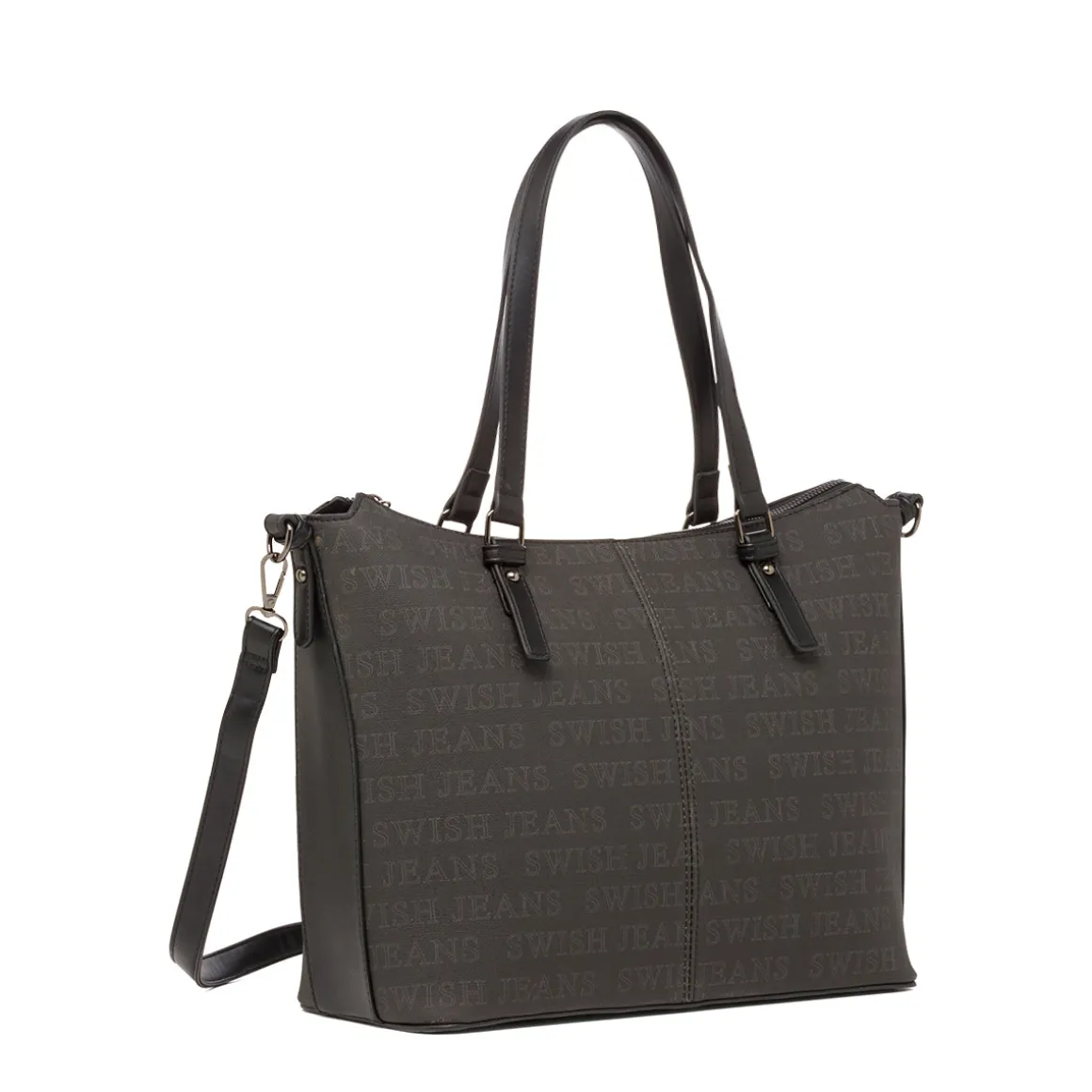 Borsa da Donna Nera con Logo All Over Swish Jeans