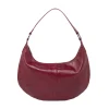 Borsa hobo bordeaux da donna con cuciture decorative e logo Lora Ferres