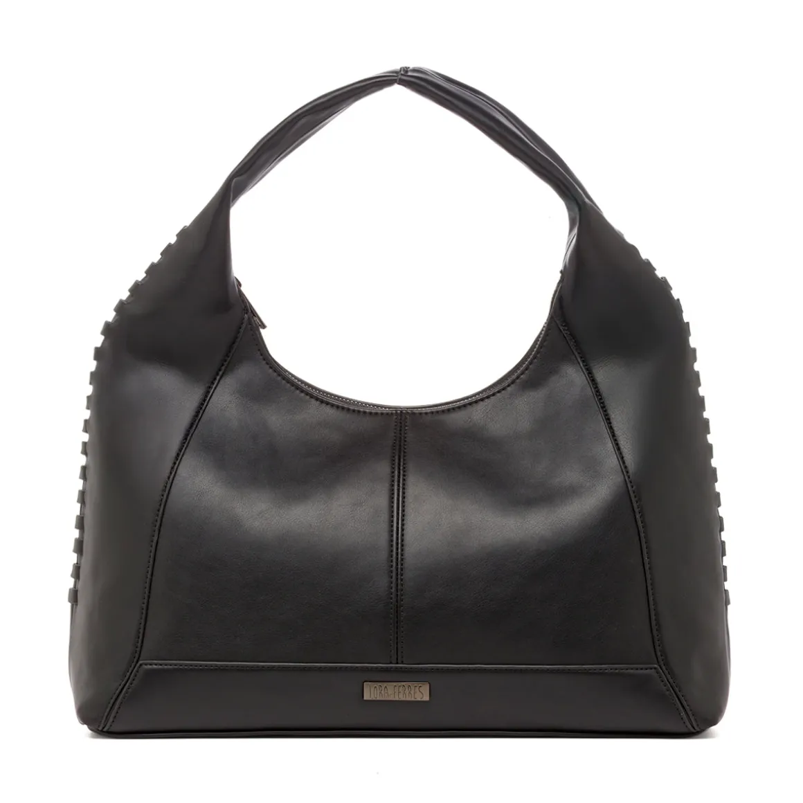 Borsa Hobo da Donna Nera con Dettaglio Intrecciato Lora Ferres