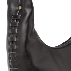 Borsa Hobo da Donna Nera con Dettaglio Intrecciato Lora Ferres