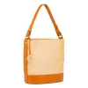 Borsa in Rafia forma a Secchiello da Donna Beige Lumberjack