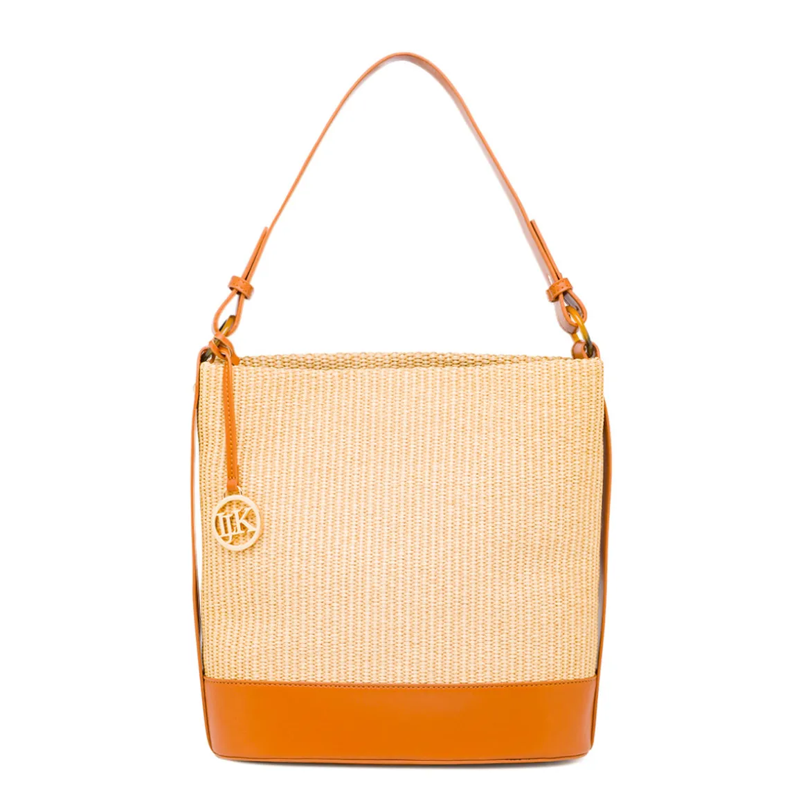 Borsa in Rafia forma a Secchiello da Donna Beige Lumberjack