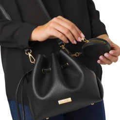 Borsa Secchiello da Donna Nera con Tracolla Regolabile Lora Ferres