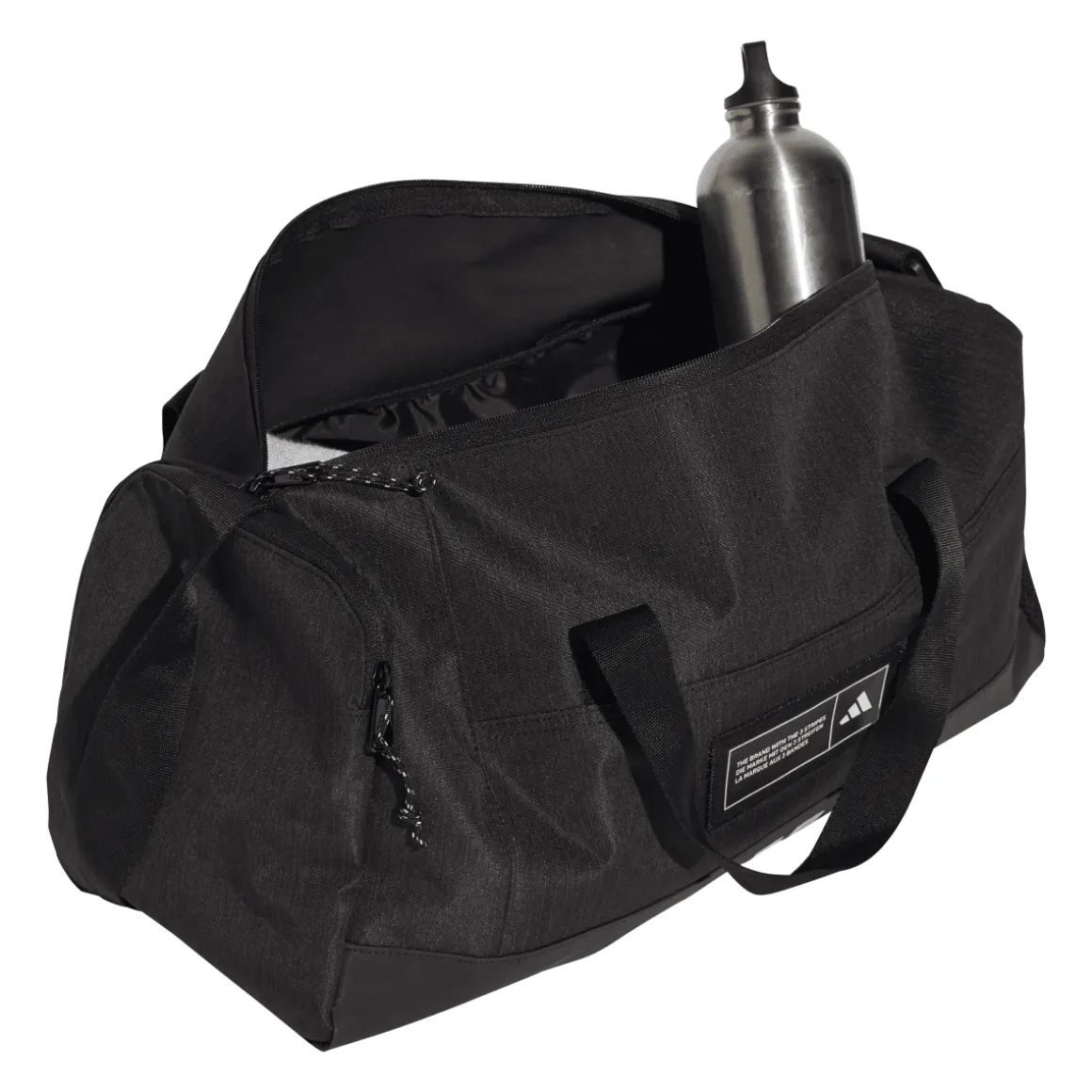 Borsa sportiva nera con etichetta logo frontale adidas