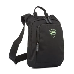 Borsello a tracolla da Uomo nero con logo verde fluo Ducati Corse