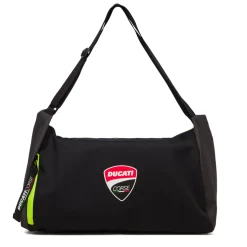 Borsone da palestra nero con dettagli fluo e badge Ducati Corse